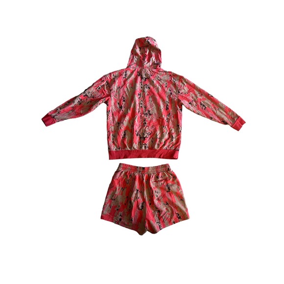 Set x2 Women L Gymshark Graphic Camo Hoodie Sweatshirt Shorts Pullover Lounge3 - Picture 6 of 8